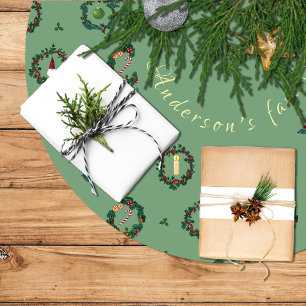 Decorative elements inside Christmas wreaths Brushed Polyester Tree Skirt