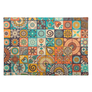 Decorative Elements: Vintage Hand-Drawn Pattern Cloth Placemat