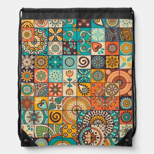 Decorative Elements Vintage Hand_Drawn Pattern Drawstring Bag
