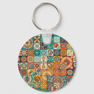 Decorative Elements: Vintage Hand-Drawn Pattern Keychain