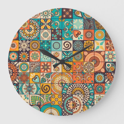 Decorative Elements Vintage Hand_Drawn Pattern Large Clock