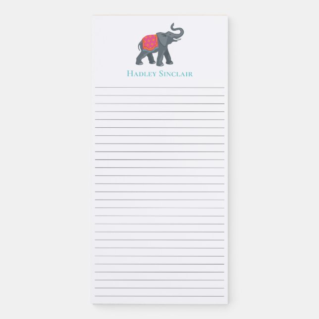 Decorative Elephant Magnetic Notepad (Front)