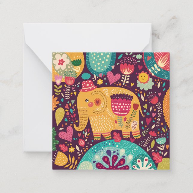 Decorative Elephant Note Card (Front)