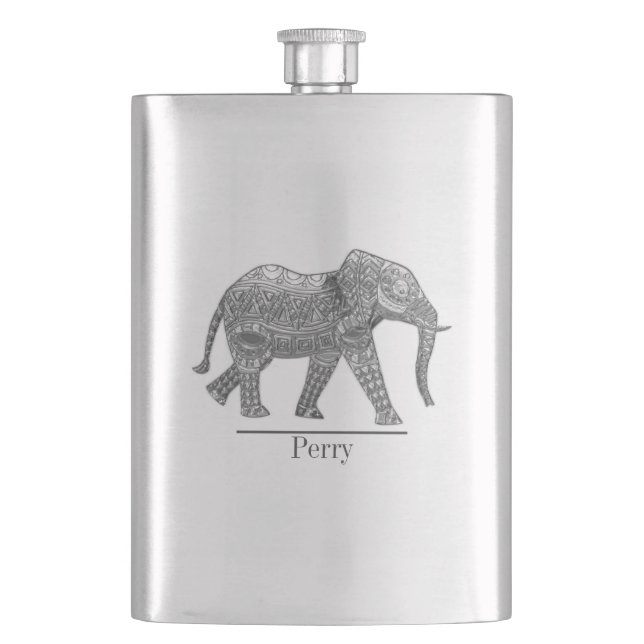 Decorative Elephant Personalized Flask (Front)