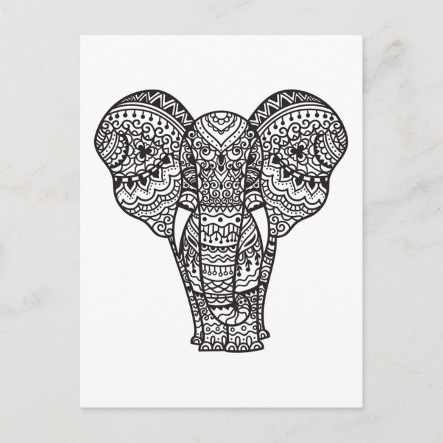 Decorative Elephant Style Postcard (Front)