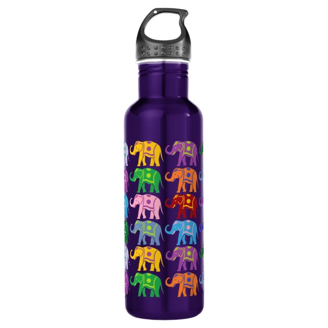 Decorative Elephants Stainless Steel Water Bottle (Front)