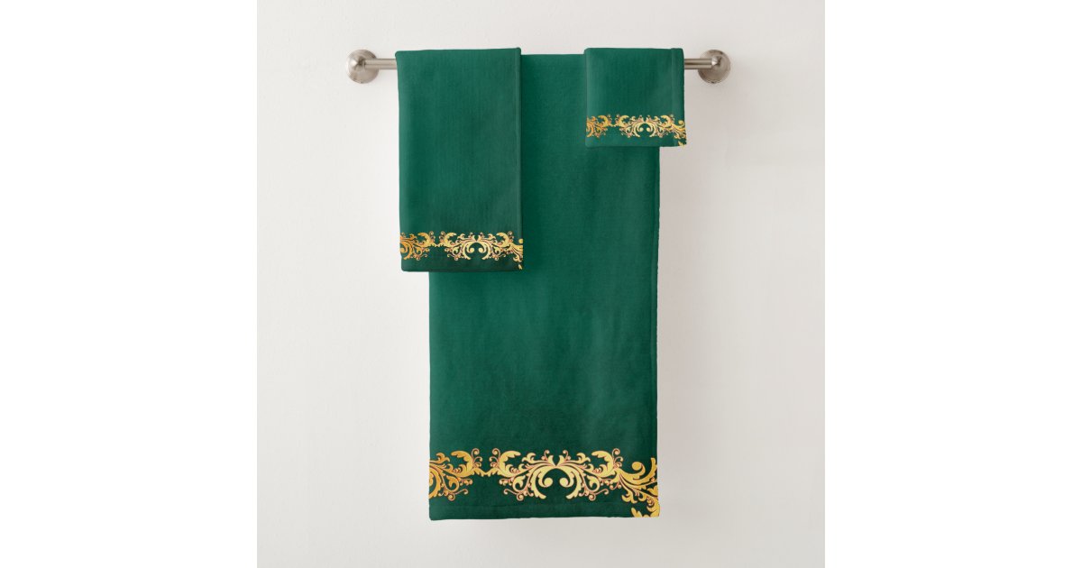 Decorative Emerald Green Bath Towel Set Zazzle