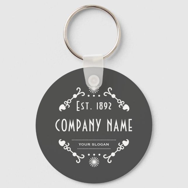 Decorative Established Company Name Keychain (Front)