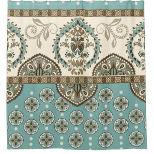 Decorative Ethnic Moroccan Style Border Shower Curtain