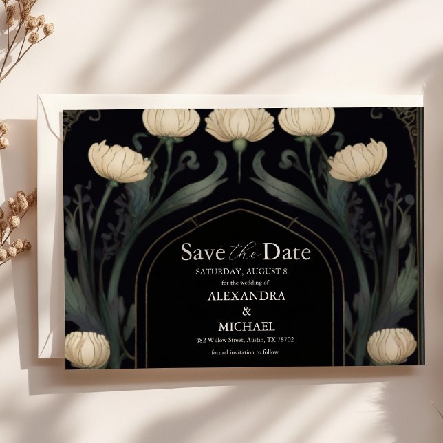 Decorative European Floral Art Nouveau Wedding Save The Date (Creator Uploaded)