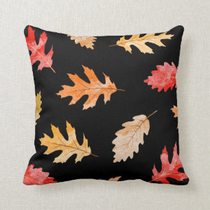 Decorative Fall Pillow Watercolor Autumn Leaves