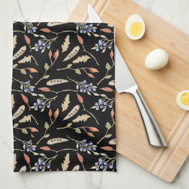Decorative Fall Themed Pattern Kitchen Towel (Quarter Fold)