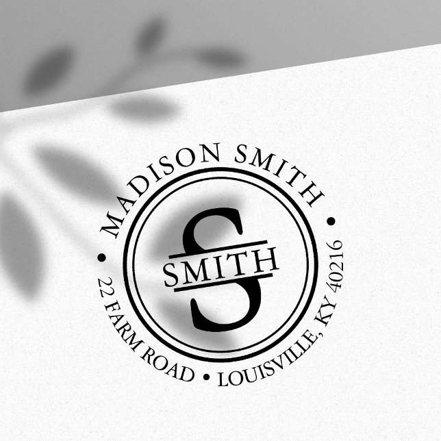 Decorative Family Name Circle Monogram Address Self-inking Stamp (Creator Uploaded)