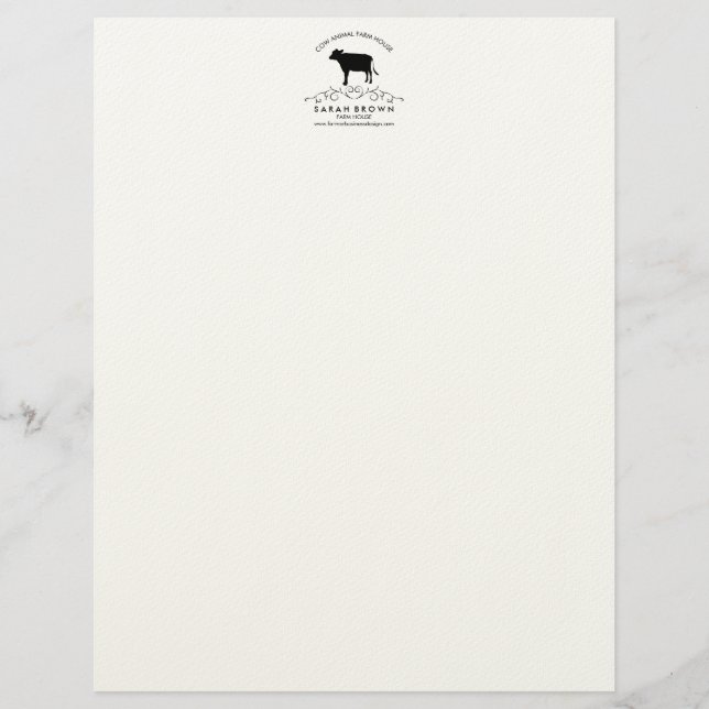 Decorative Farm Cow Silhouette Letterhead (Front)