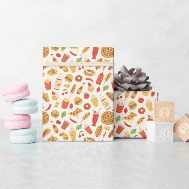 Decorative Fast Food Pattern Wrapping Paper Roll (Baby Shower)