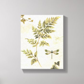 Decorative Ferns And A Dragonfly Canvas Print by wildapple at Zazzle
