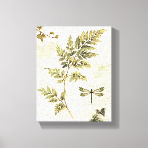 Decorative Ferns and a Dragonfly Canvas Print