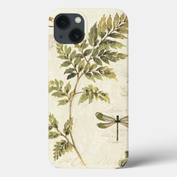 Decorative Ferns And A Dragonfly Iphone 13 Case by wildapple at Zazzle
