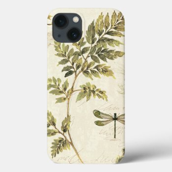 Decorative Ferns And A Dragonfly Iphone 13 Case by wildapple at Zazzle