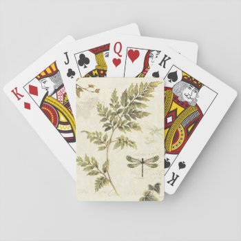 Decorative Ferns And A Dragonfly Playing Cards by wildapple at Zazzle