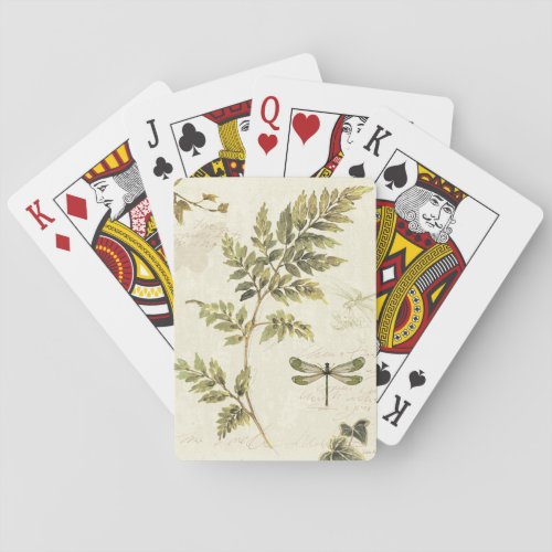 Decorative Ferns and a Dragonfly Playing Cards