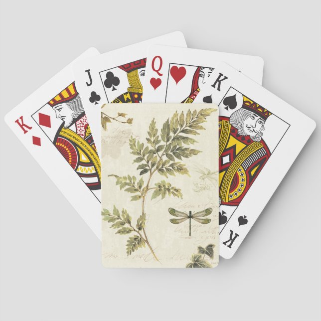 Decorative Ferns and a Dragonfly Poker Cards (Back)