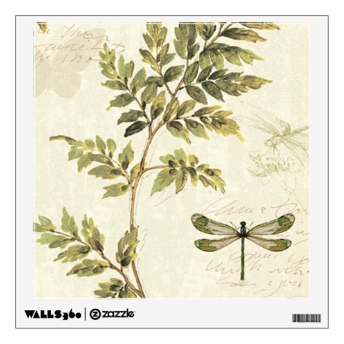 Decorative Ferns and a Dragonfly Wall Sticker