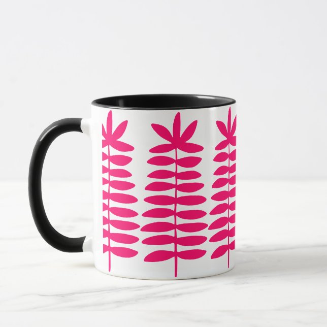 Decorative Ferns - Crimson Mug (Left)