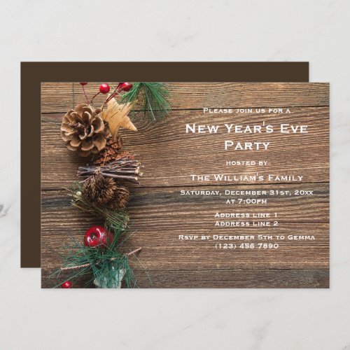 Decorative Festive Garland New Years Eve  Party Invitation