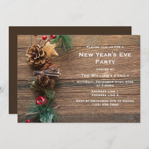 Decorative Festive Garland New Year's Eve Party Invitation