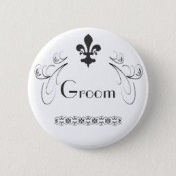 Decorative Fleur de Lis Groom Button