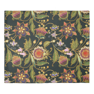 Decorative Floral: Acrylic Golden Purple. Duvet Cover