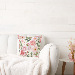 Decorative Floral And Stripe Throw Pillow
