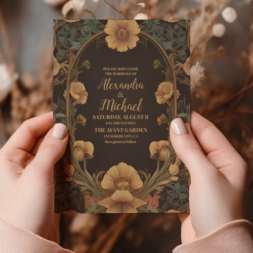 Decorative Floral Art Nouveau Wedding Invitation