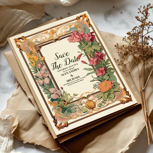 Decorative Floral Art Nouveau Wedding Save The Date