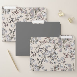 Decorative Floral   Beige Linen & Gray File Folder