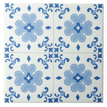 Decorative Floral Blue Tile by Pick_Up_Me at Zazzle