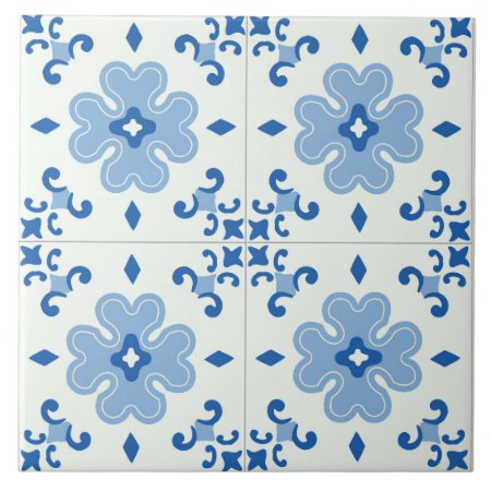 Decorative Floral Blue Tile
