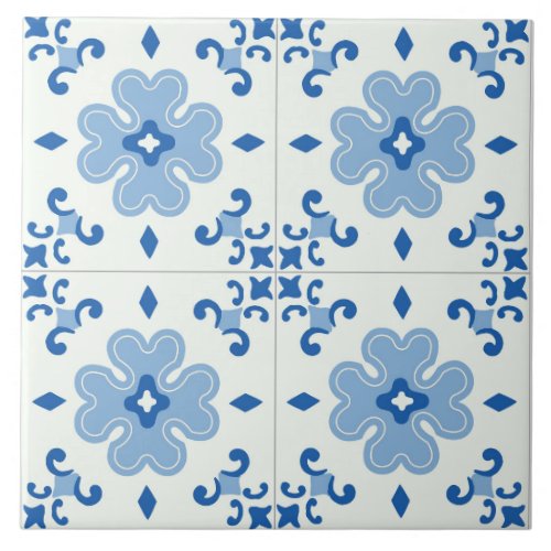 Decorative Floral Blue Tile