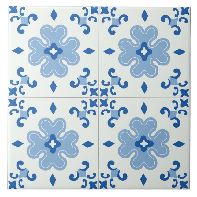Decorative Floral Blue Tile (Front)
