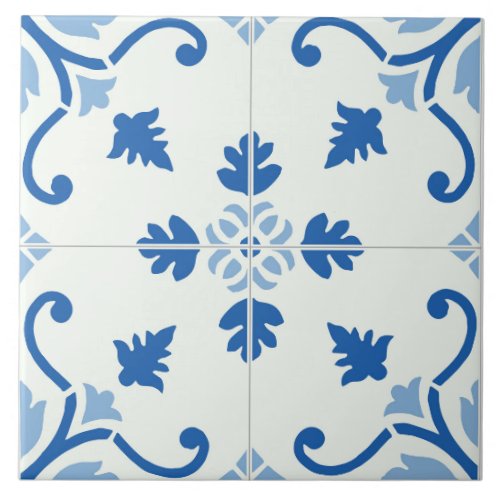 Decorative Floral Blue Tile