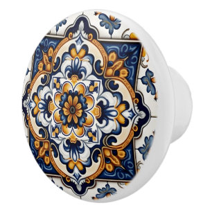 Decorative Floral Botanical Mediterranean Spanish Ceramic Knob