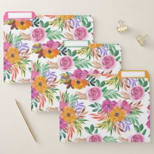 Decorative Floral Bouquet Yellow Purple Roses File Folder