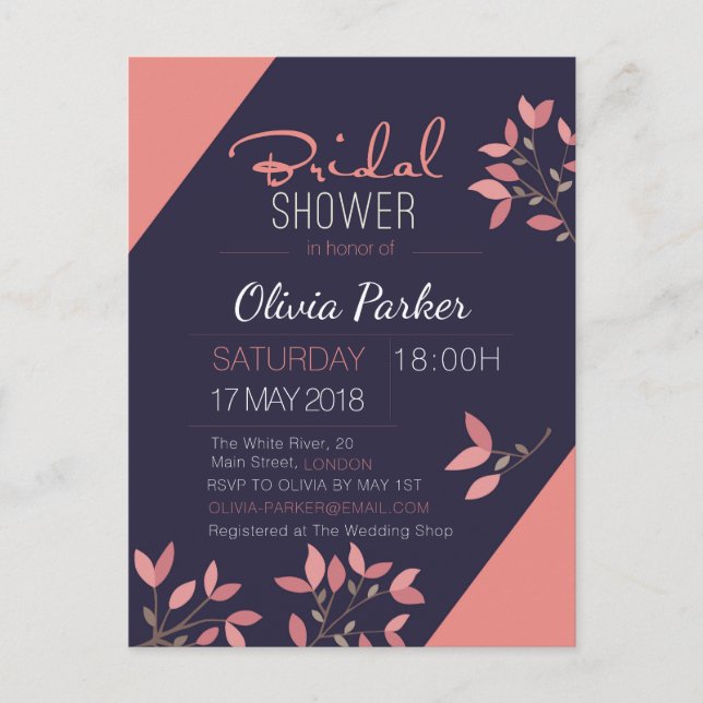 Decorative Floral Bridal Shower Postcards (Front)