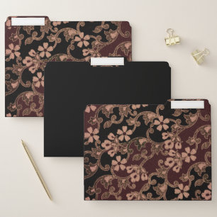 Decorative Floral   Burgundy & Black Floral File Folder