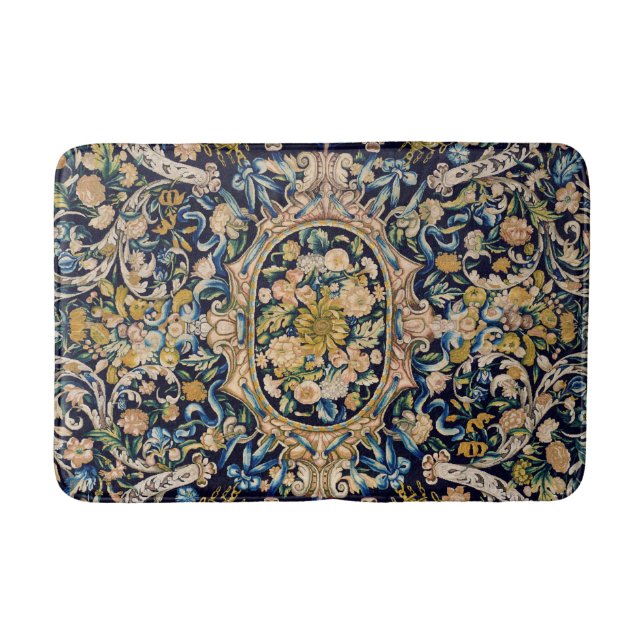 Decorative Floral Carpet Pattern Bath Mat (Front)
