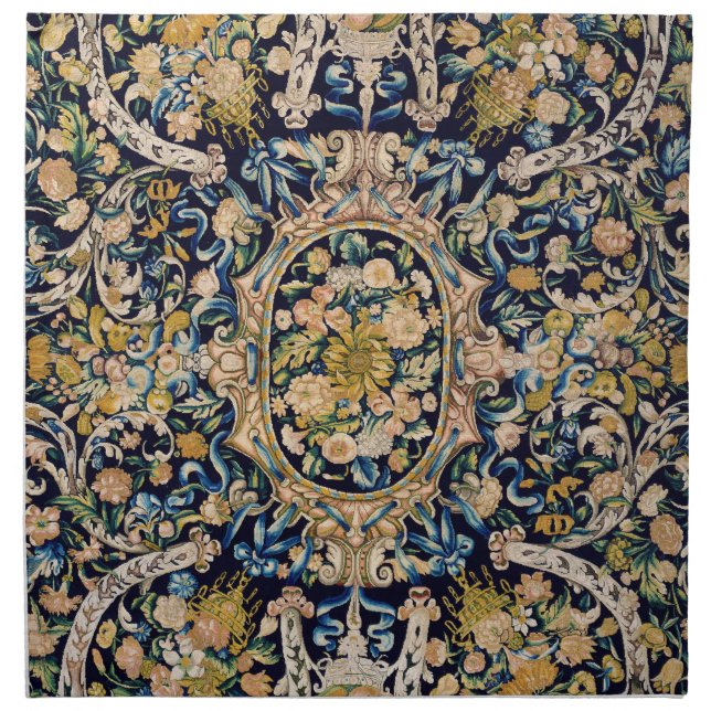 Decorative Floral Carpet Pattern Cloth Napkin (Front)