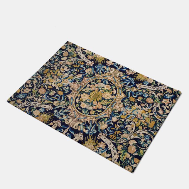 Decorative Floral Carpet Pattern Doormat (Angled)