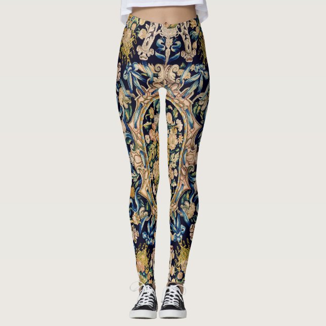 Decorative Floral Carpet Pattern Leggings (Front)