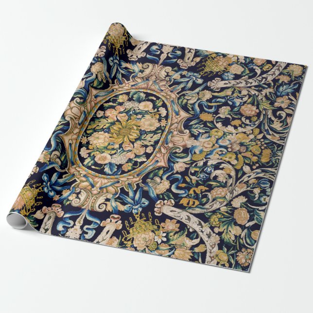 Decorative Floral Carpet Pattern Wrapping Paper (Unrolled)